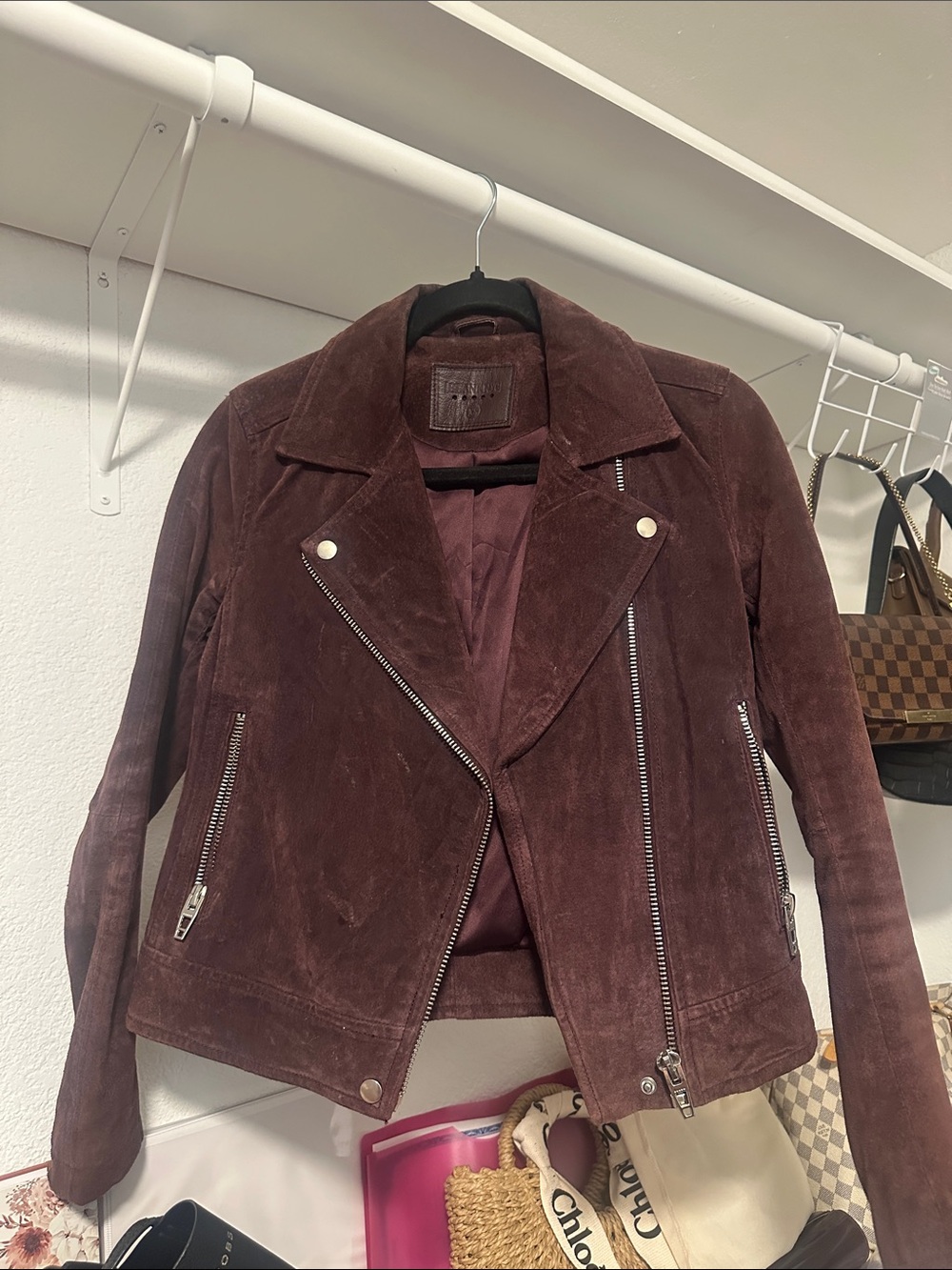 Blank NYC Chocolate Brown Suede Moto Jacket